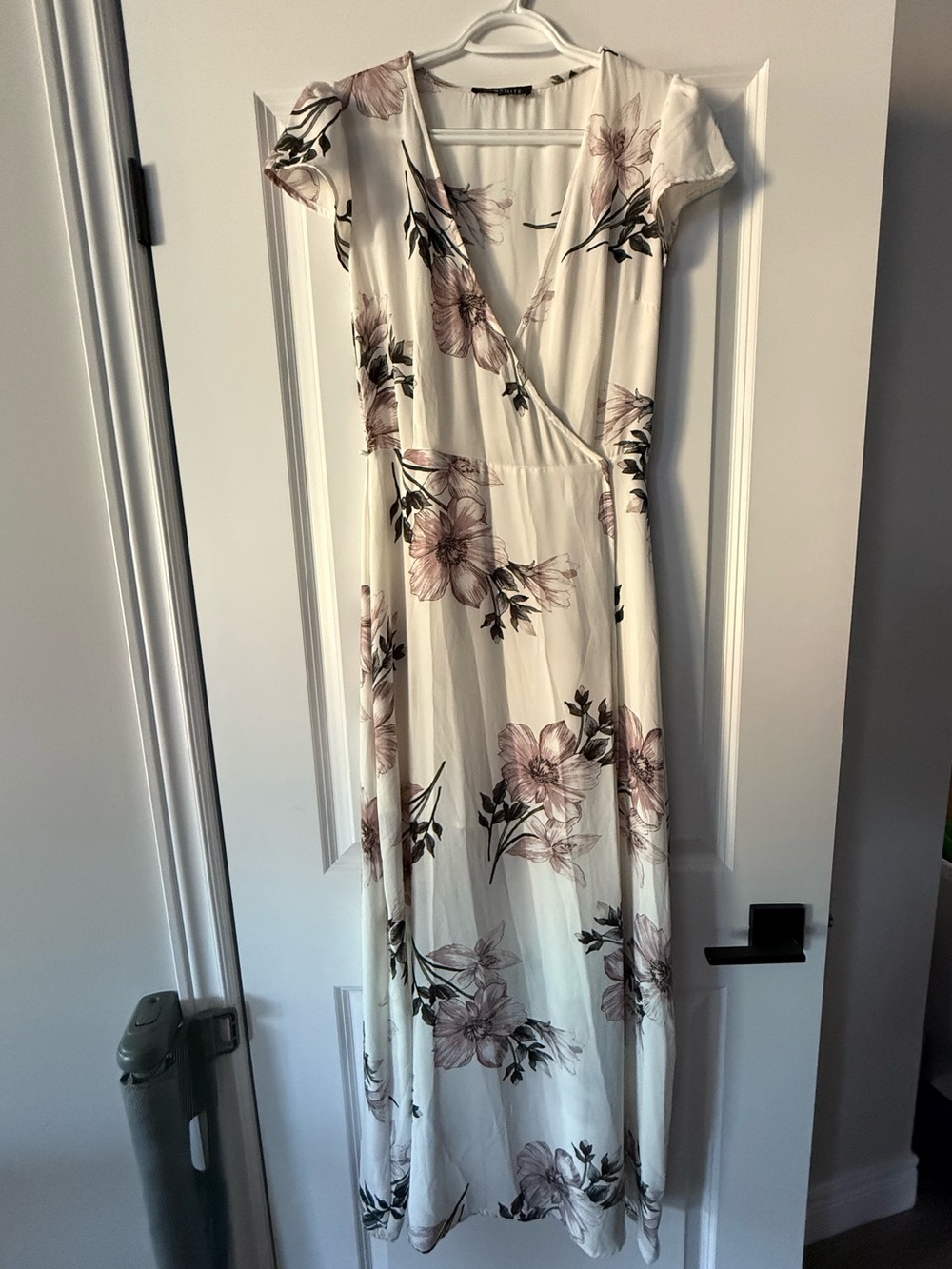 Dynamite Cream Maxi Dress with Blush Floral Print